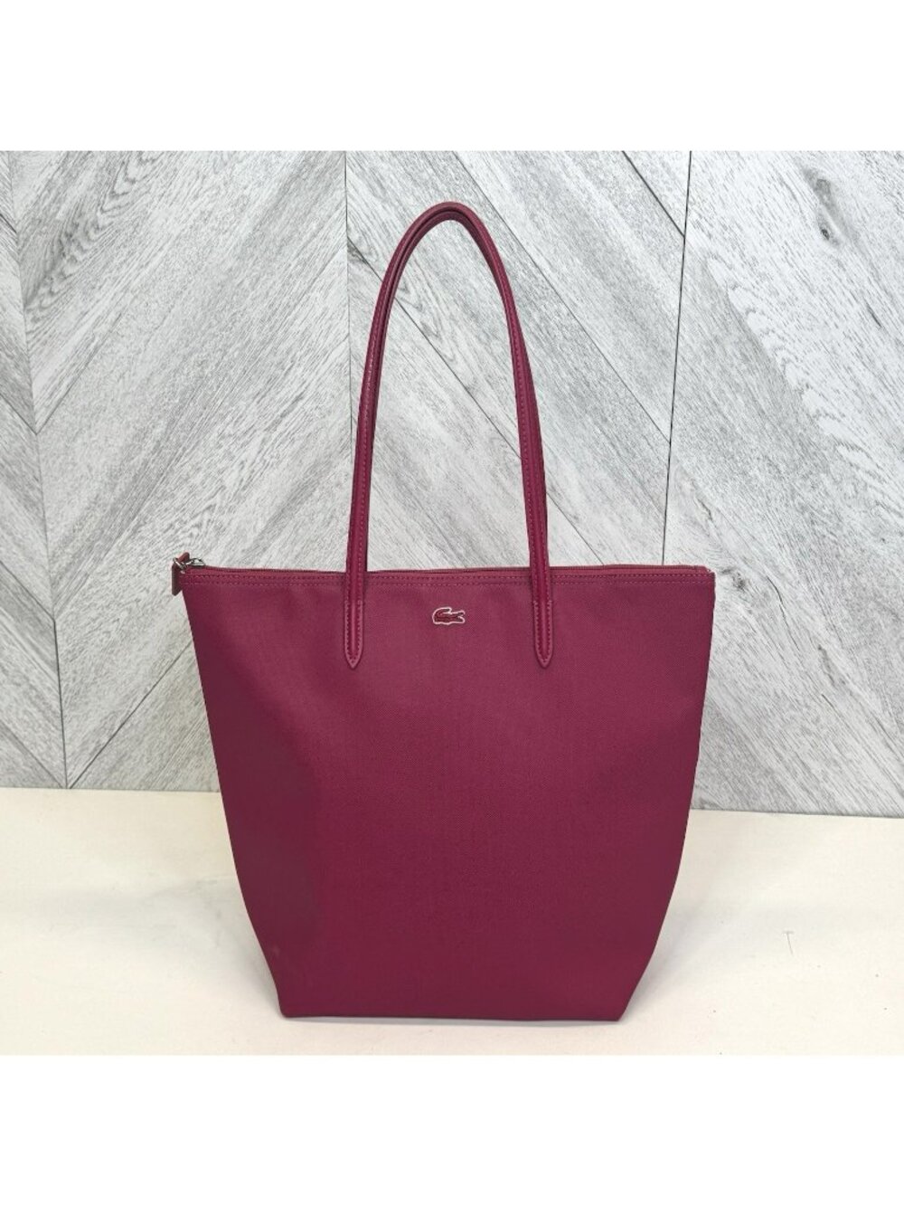Lacoste Concept L.12.12 Pink Pique PVC Large Zipped Tote Bag Shoulder Purse